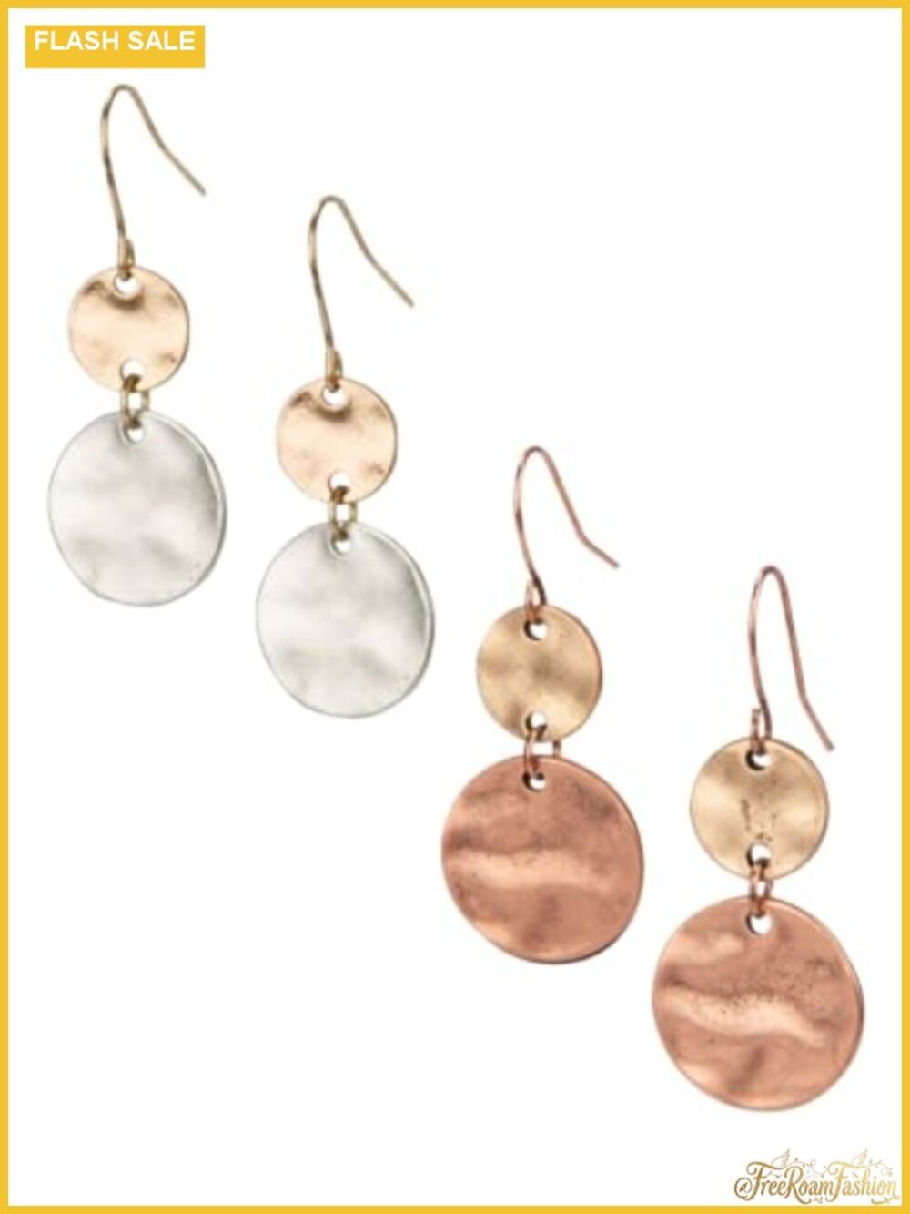 Mixed Metal Geometric Dangle Earrings 2-Pack Handmade Boho Drop